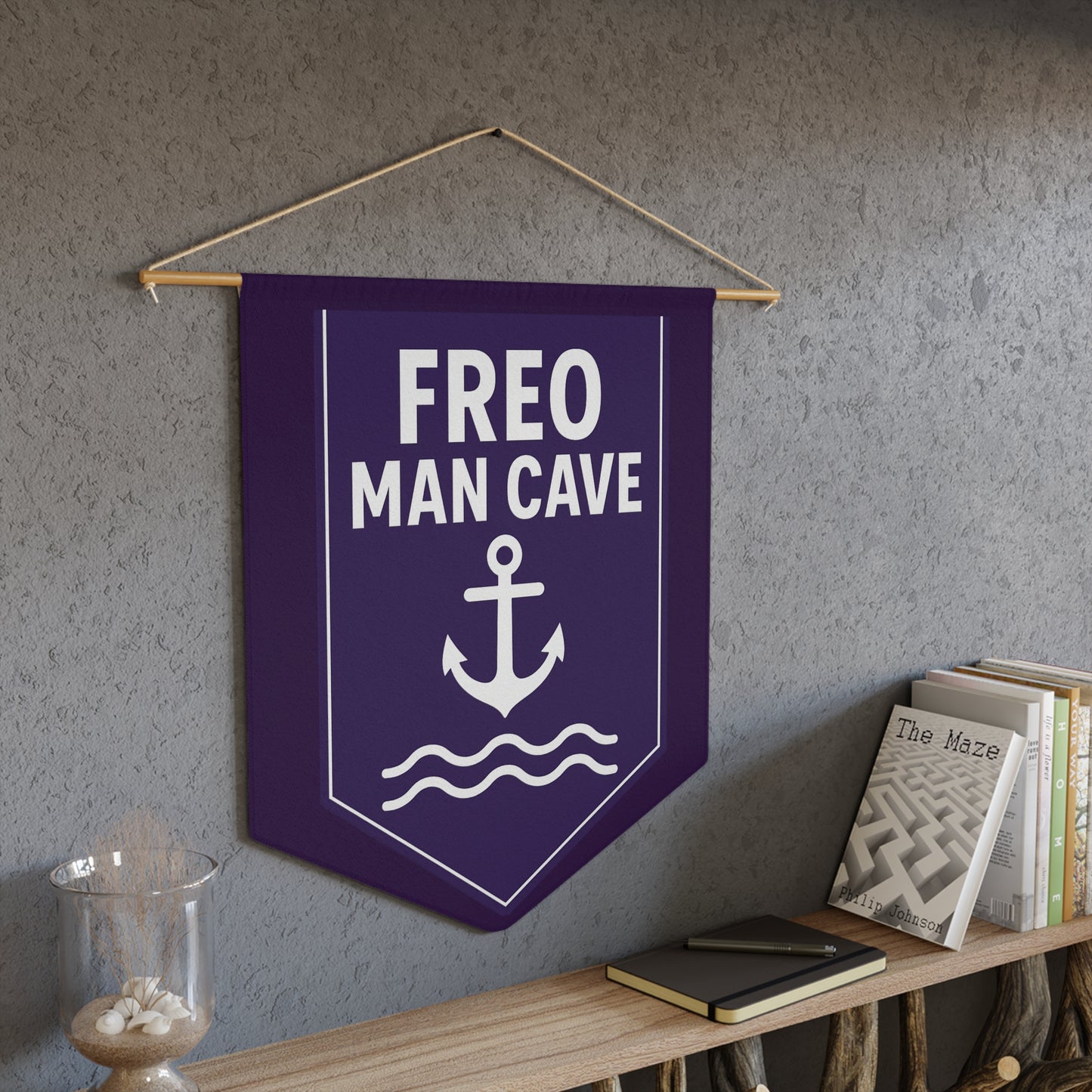 Fremantle Dockers Inspired Man Cave Banner – Purple AFL Wall Flag with Anchor Design – Sports Pennant Décor for Home Bar or Game Room