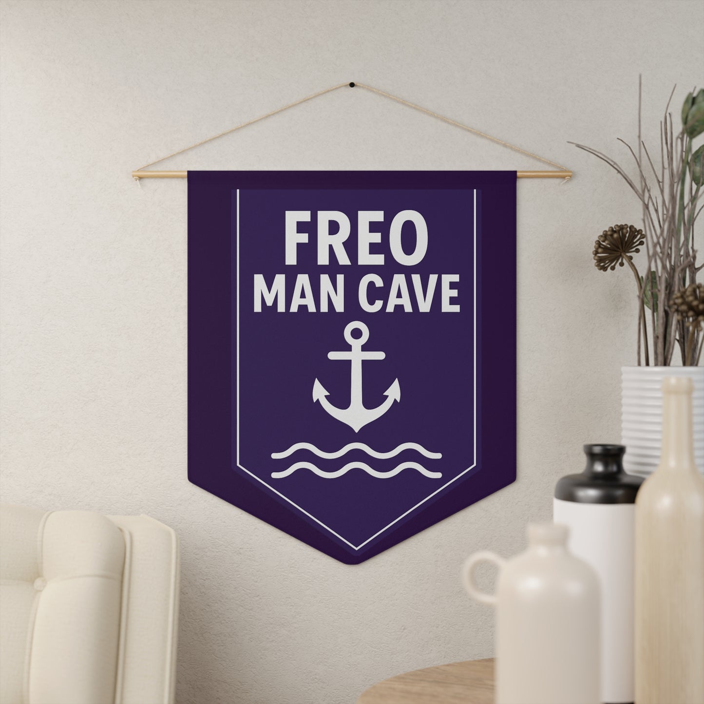 Fremantle Dockers Inspired Man Cave Banner – Purple AFL Wall Flag with Anchor Design – Sports Pennant Décor for Home Bar or Game Room