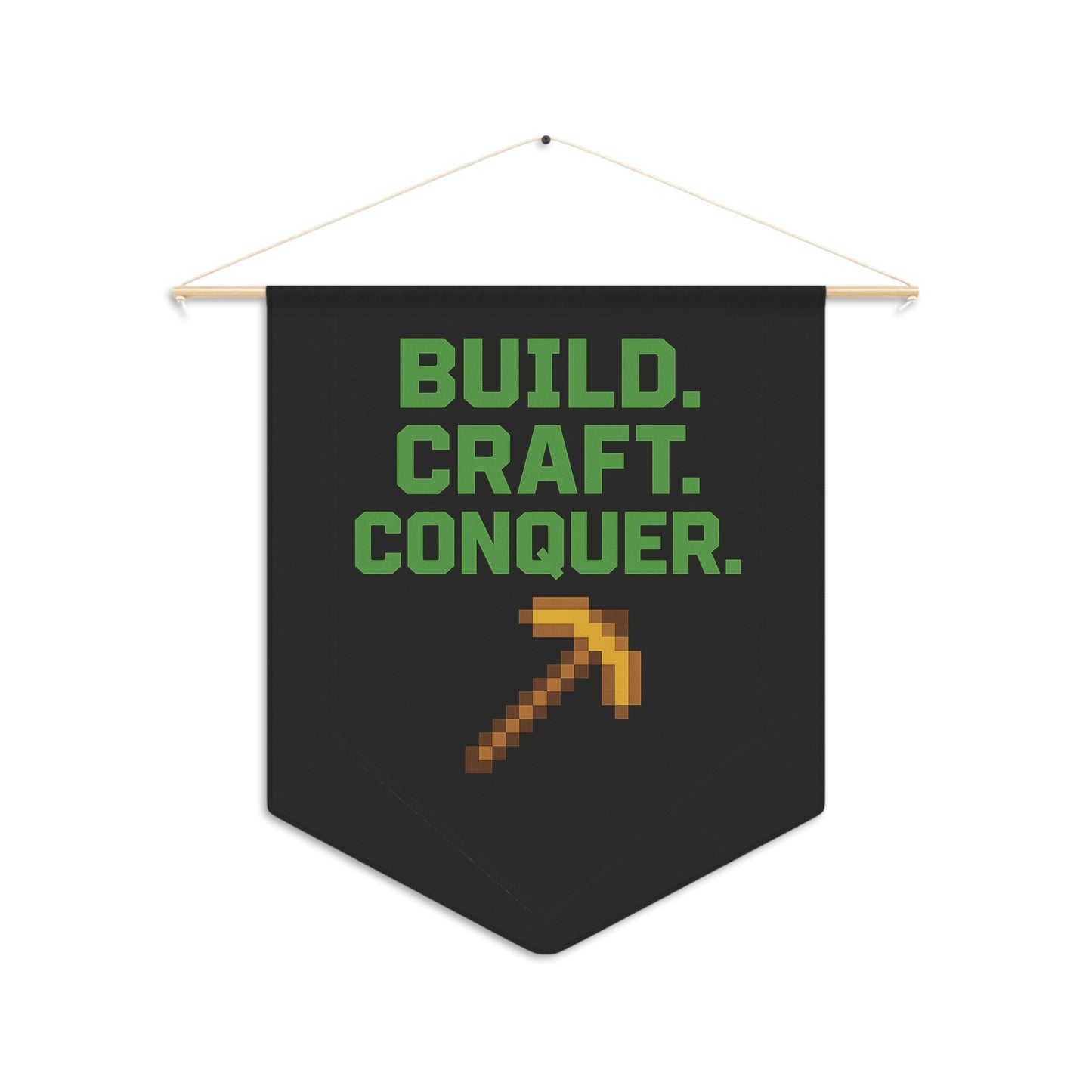 Build. Craft. Conquer. Gamer Wall Banner | Pixel Art Man Cave & Gaming Room Decor