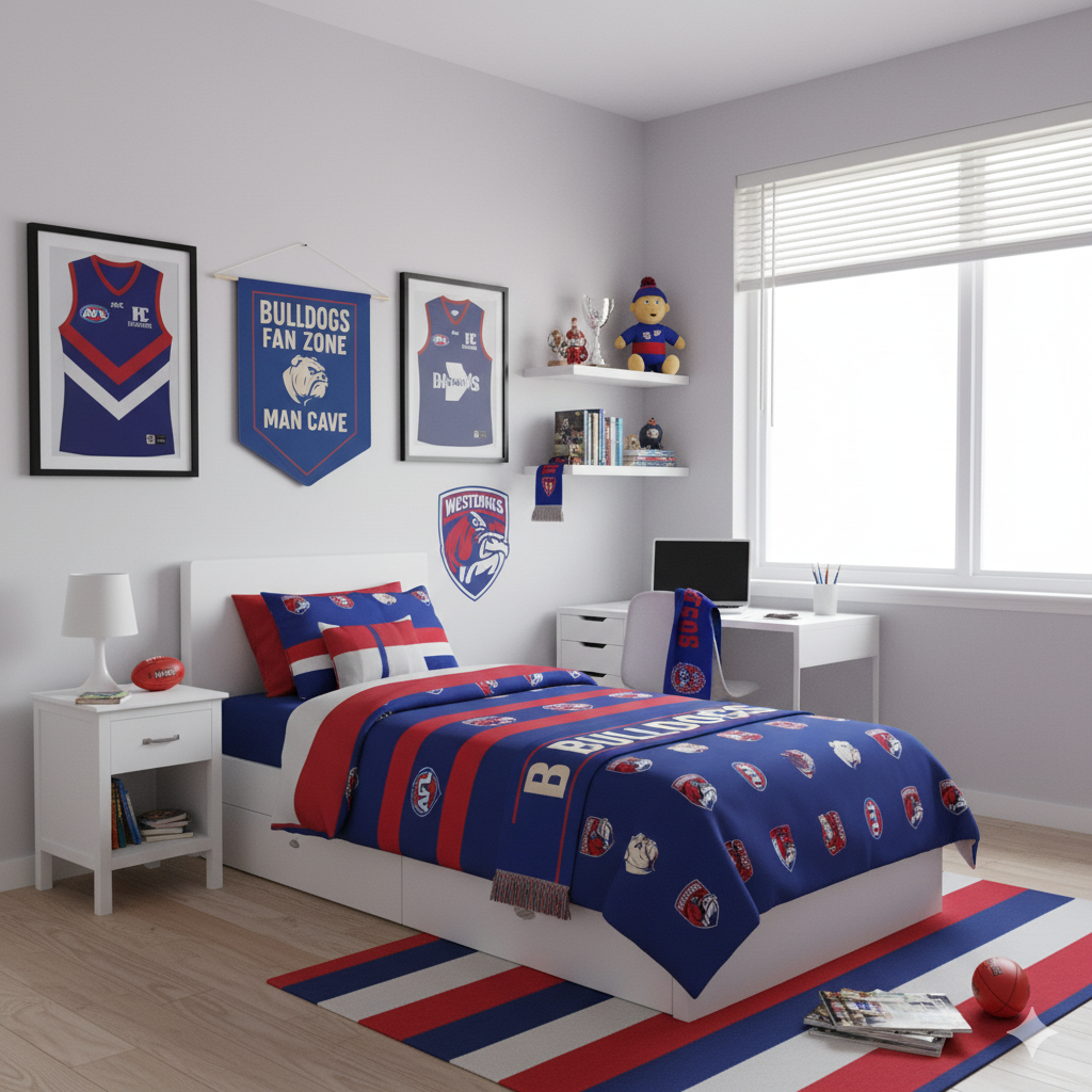 Bulldogs Fan Zone Man Cave Banner – Blue & Red AFL-Inspired Wall Flag for Footy Fans | Aussie Sports Bar & Game Room Decor