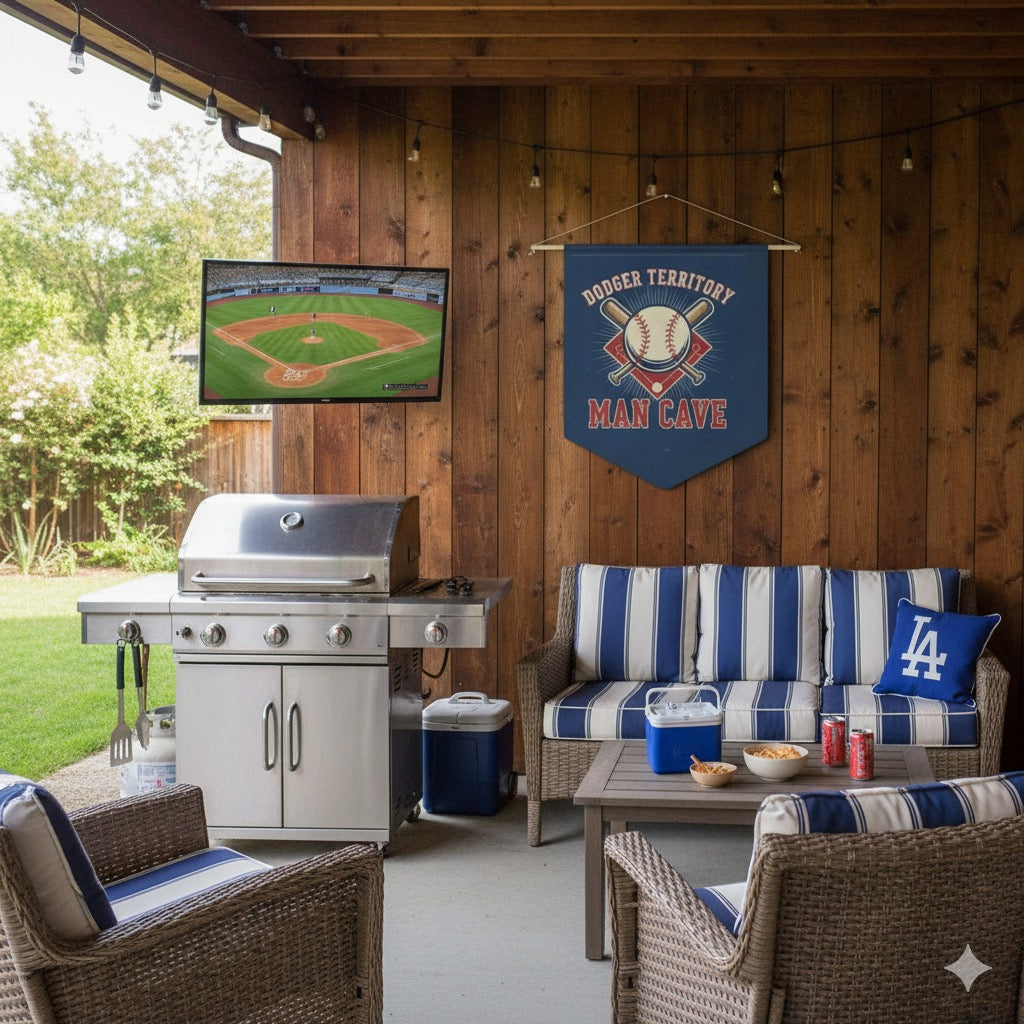ULTIMATE Dodger Territory Man Cave Sign - Vintage Baseball Banner Flag