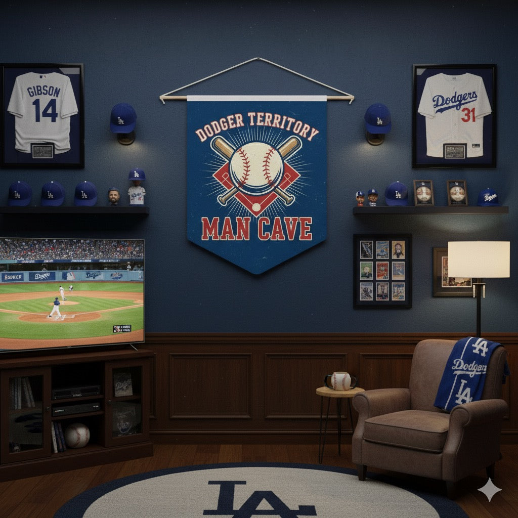 ULTIMATE Dodger Territory Man Cave Sign - Vintage Baseball Banner Flag