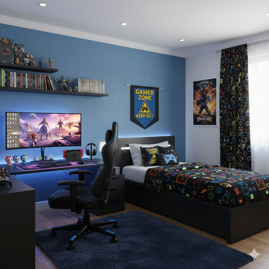 Gamer Zone – Keep Out Wall Pennant Banner | Gaming Room Decor for Kids, Teens & Man Caves