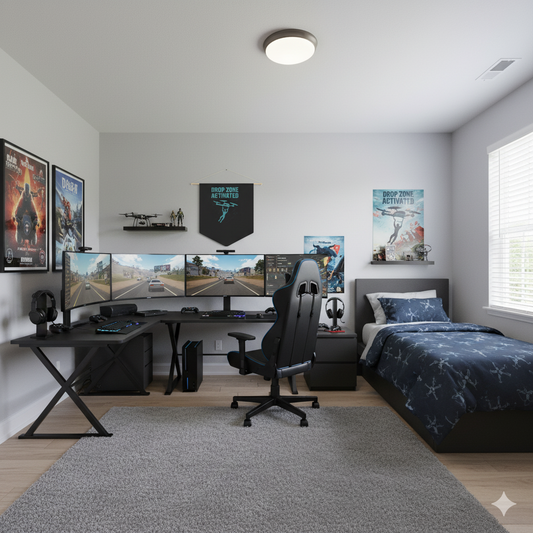 Epic Gamer Drop Zone Pennant Banner – “Drop In, Loot Up, Victory Awaits” | Gaming Wall Decor for Streamers, Boys, and Man Caves