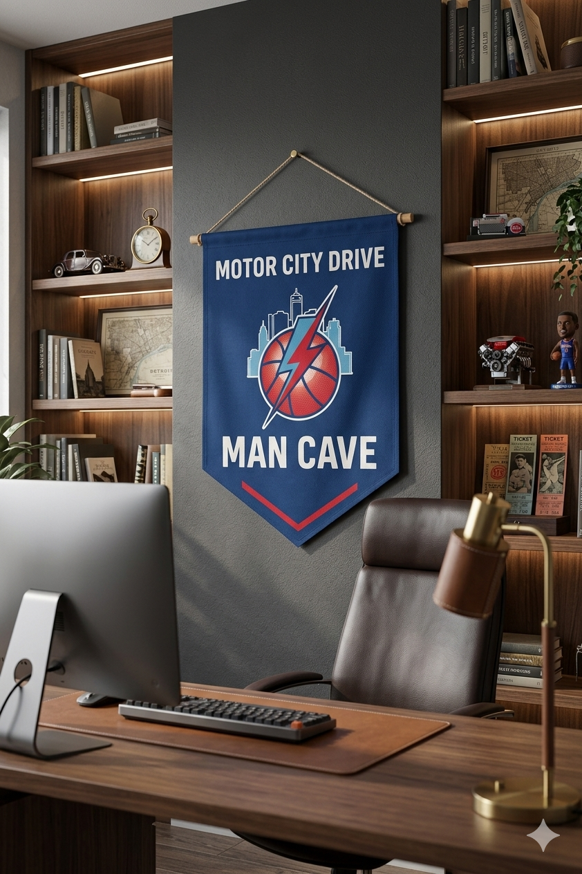 Motor City Man Cave Banner | Basketball Wall Art