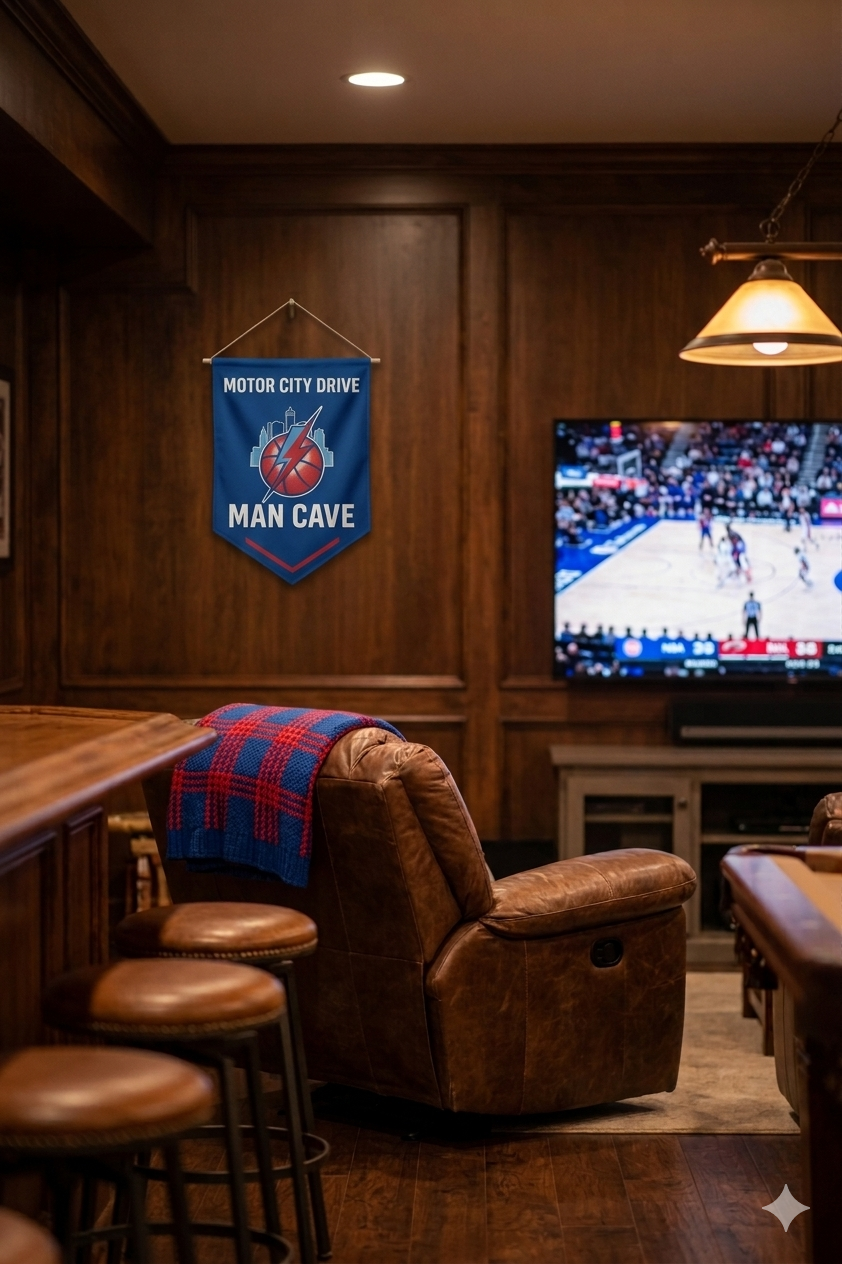 Motor City Man Cave Banner | Basketball Wall Art