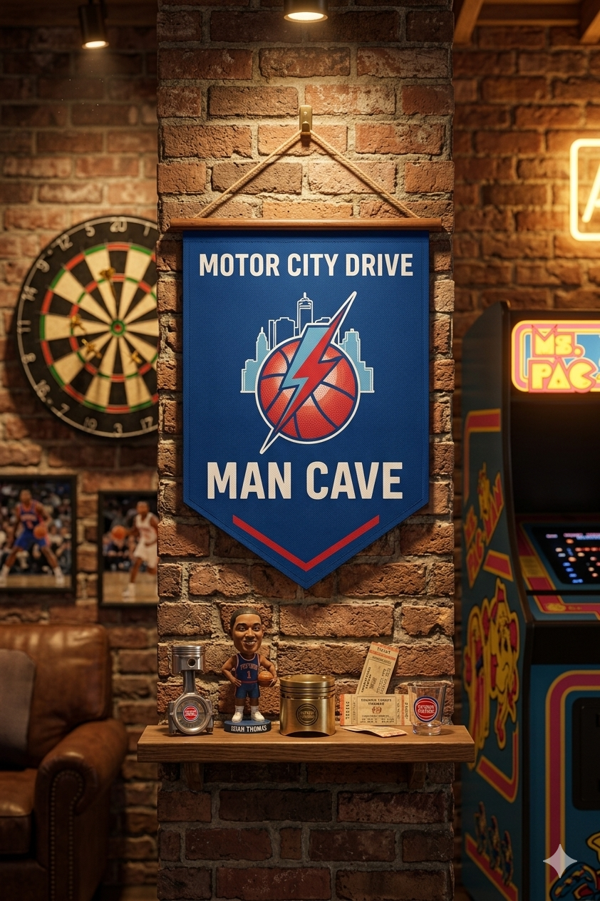 Motor City Man Cave Banner | Basketball Wall Art