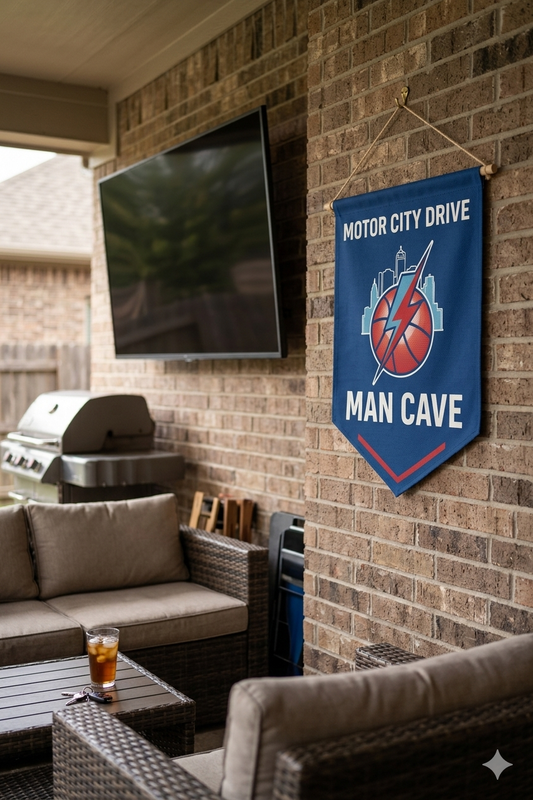 Motor City Man Cave Banner | Basketball Wall Art
