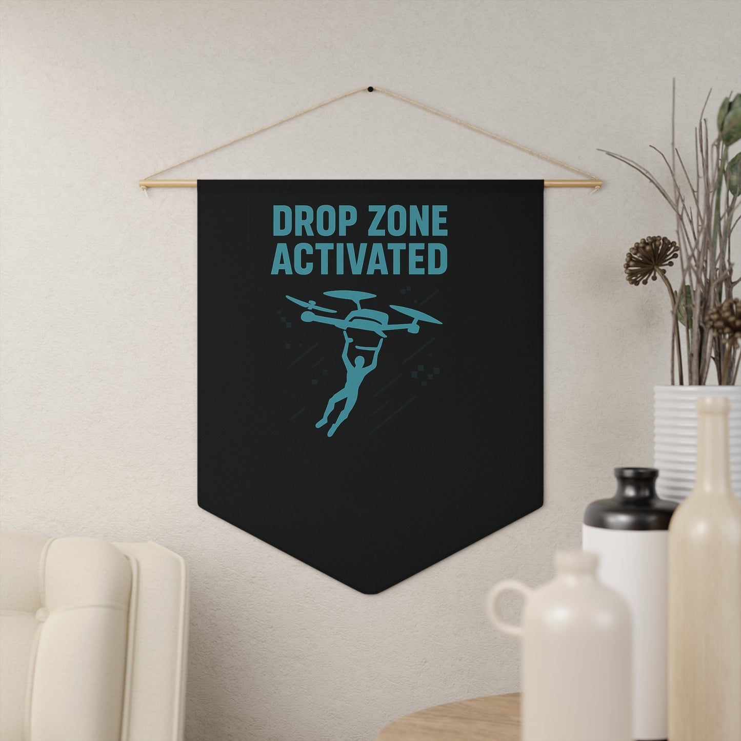 Epic Gamer Drop Zone Pennant Banner – “Drop In, Loot Up, Victory Awaits” | Gaming Wall Decor for Streamers, Boys, and Man Caves