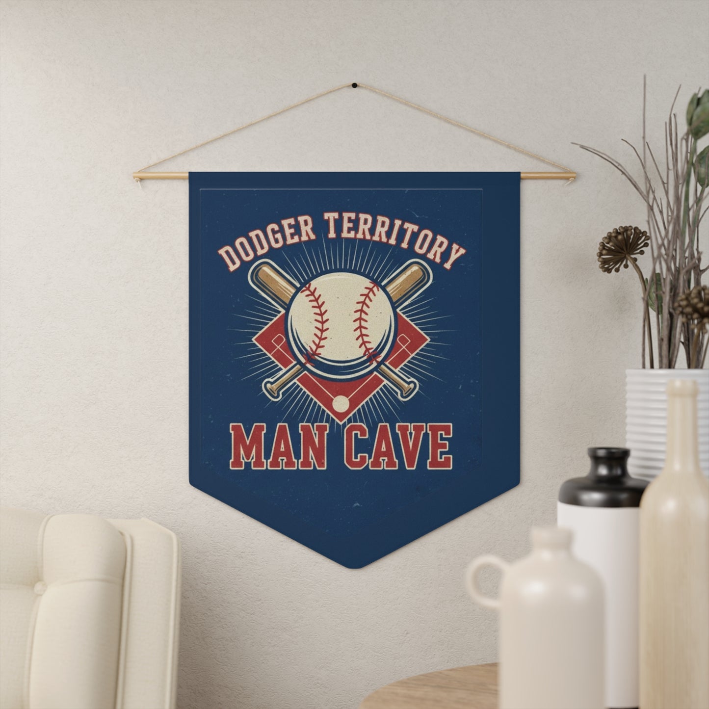 ULTIMATE Dodger Territory Man Cave Sign - Vintage Baseball Banner Flag
