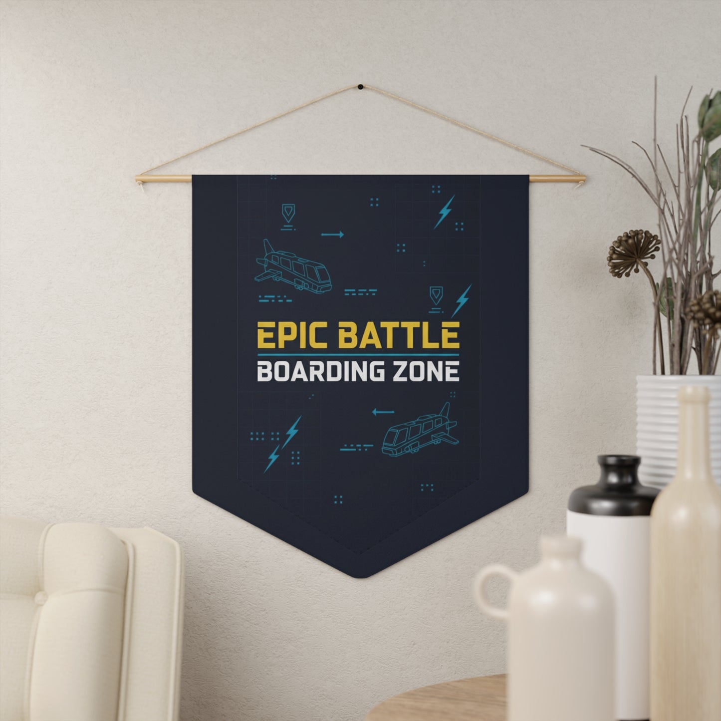 EPIC BATTLE BOARDING ZONE Pennant Flag: The Ultimate Gamer Room Decor