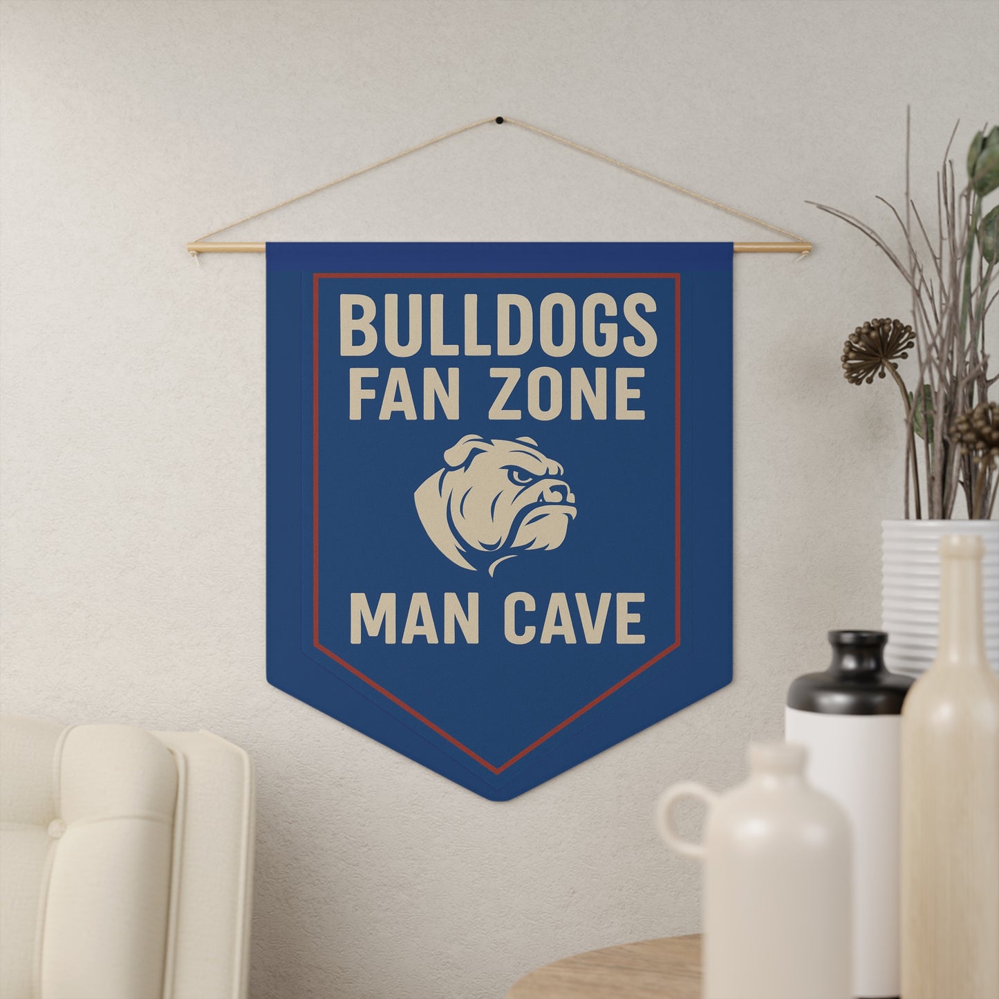 Bulldogs Fan Zone Man Cave Banner – Blue & Red AFL-Inspired Wall Flag for Footy Fans | Aussie Sports Bar & Game Room Decor