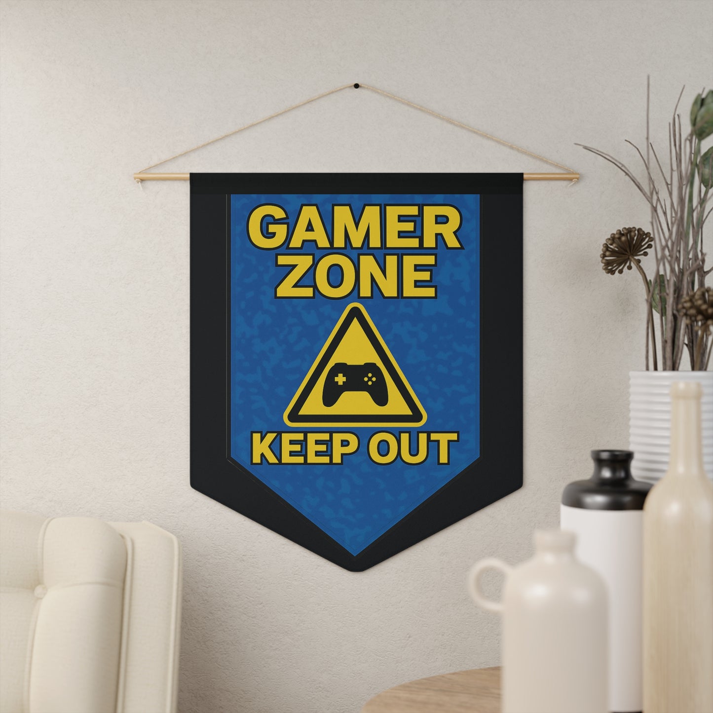 Gamer Zone – Keep Out Wall Pennant Banner | Gaming Room Decor for Kids, Teens & Man Caves
